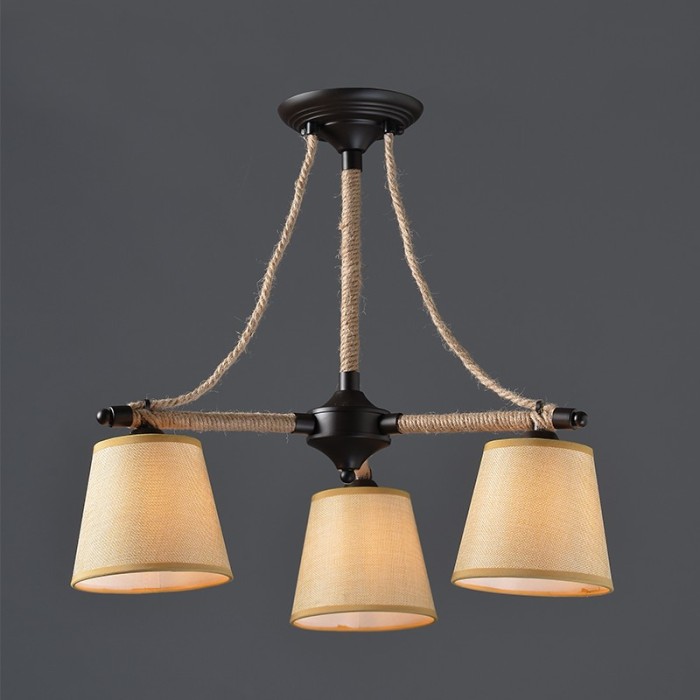 NETTO CEIL 3ΧΕ14 METAL BLACK+ROPE+BEIGE SHADE Φ57ΧΗ48CM GAVDOS