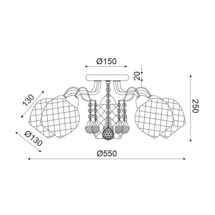 NETTO ΦΩΤΙΣΤΙΚΟ ΕΠΙΤΟΙΧΟ ΧΡΥΣΗ ΛΕΥΚΗ ΠΑΤΙΝΑ ΜΕΤΑΛΛΙΚΗ ΣΥΜΒΑΤΙΚΗ 5ΧΕ27 IP20 Φ550Χ250mm