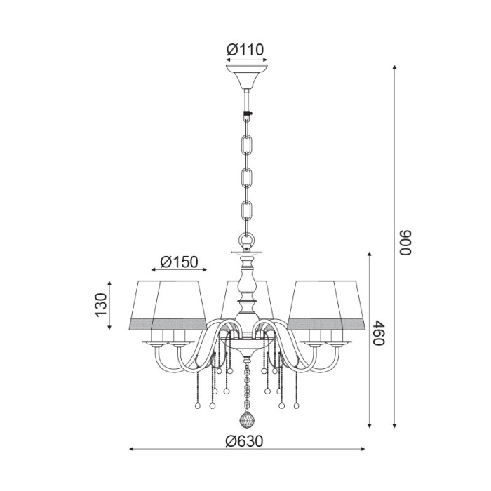 NETTO ΦΩΤΙΣΤΙΚΟ ΚΡΕΜΑΣΤΟ ΜΑΥΡΟ ΜΕΤΑΛΛΙΚΟ ΣΥΜΒΑΤΙΚΟ 5ΧΕ14 IP20 Φ630Χ900mm