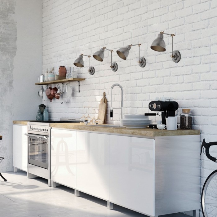 WALL LUMINAIR 1ΧΕ27 METAL BLACK-SILVER BRACET Φ15Χ39CM THALASSA