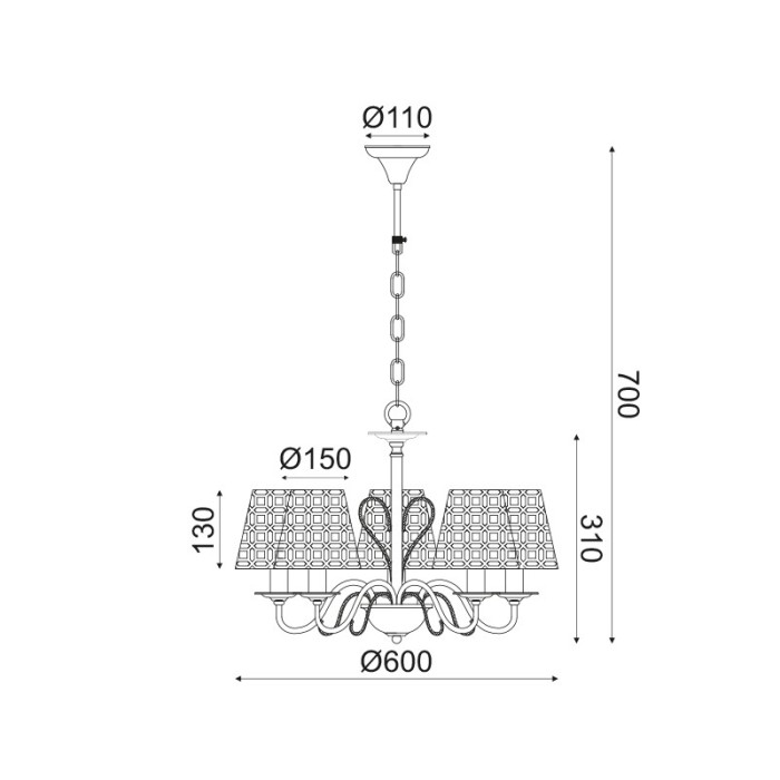 NETTO ΦΩΤΙΣΤΙΚΟ ΚΡΕΜΑΣΤΗ ΧΑΛΚΙΝΟ ΜΕΤΑΛΛΙΚΟ ΣΥΜΒΑΤΙΚΟ 5ΧΕ14 IP20 Φ110Χ700mm