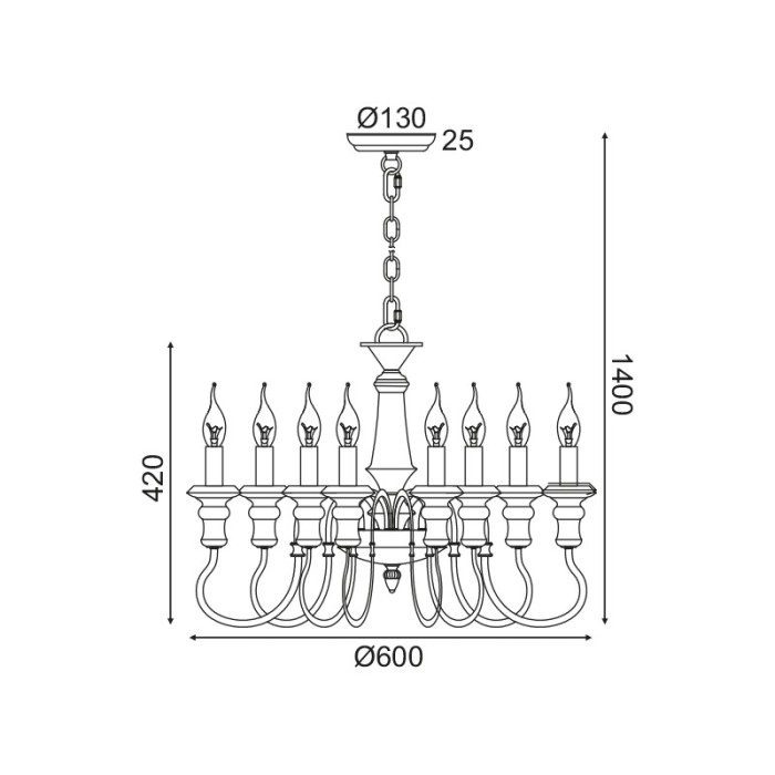 ΚΡΕΜΑΣΤΟ Φ/Σ 8ΧΕ14 ΑΝΤΙΚΕ/ΣΚΟΥΡΙΑ ΜΕΤΑΛΛΙΚΟ D60XH150CM TOULOUSE