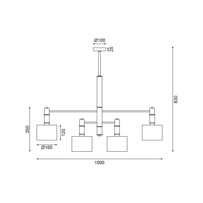 NETTO ΦΩΤΙΣΤΙΚΟ ΚΡΕΜΑΣΤΟ ΜΑΥΡΟ ΜΑΤ ΜΕΤΑΛΛΙΚΟ ΣΥΜΒΑΤΙΚΟ 4ΧΕ14 IP20 Φ100Χ830mm