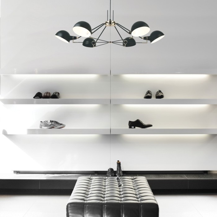 NETTO PENDANT LUMINAIRE 6XE14 BLACK METALLIC D100ΧH100CM CLOTHO