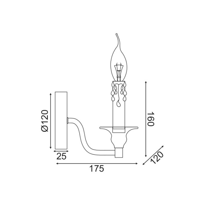 WALL MOUNTED LUMINAIRE 1XE14 ANTIQUE/RUST METALLIC 18X12X16CM LYON