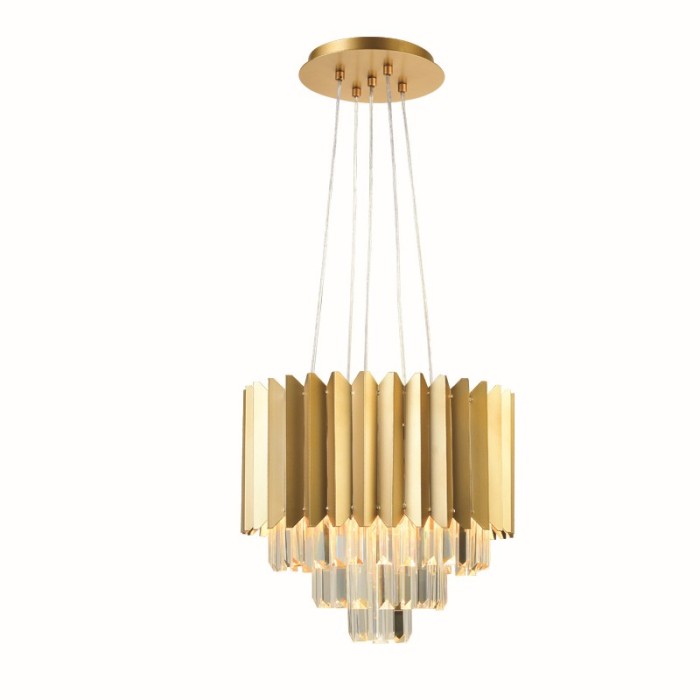 PENDANT LUMINAIRE 5XE14 CRYSTAL + BRASS METALLIC D40XH100CM EMPIRE