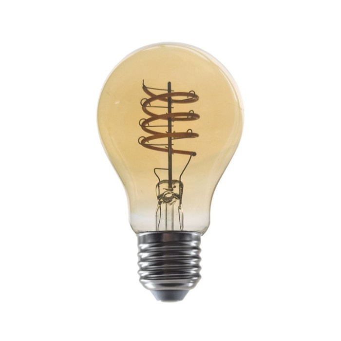 LED FILAMENT E27 DIM A60 4W AMBER SPIRAL 1800K 230V AC 270LM RA80 30000H 360°