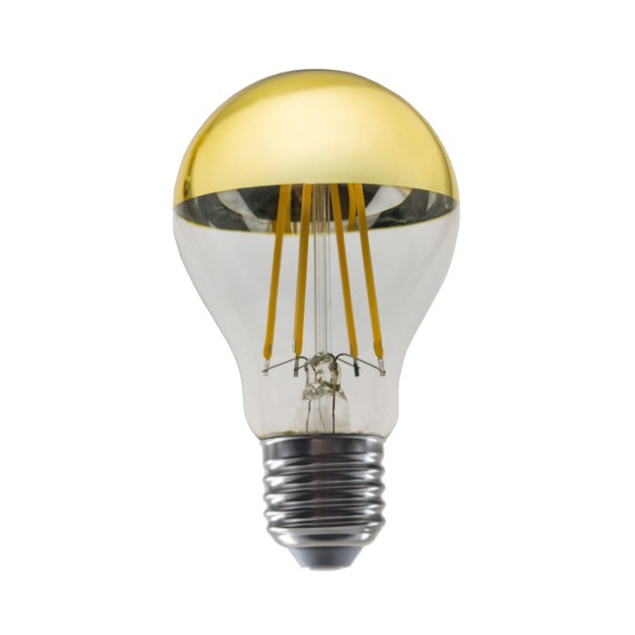 LED FILAMENT E27 DIM A60 GOLD 8W 2700K 230V AC 900LM RA80 30000H 180°