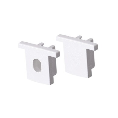 SET OF WHITE PLASTIC END CAPS FOR P160 1PC WITH HOLE & 1PC WITHOUT HOLE 