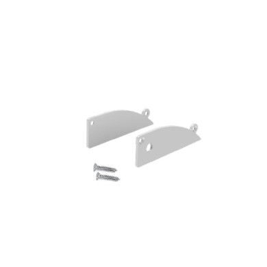 SET OF SILVER PLASTIC END CAPS FOR P173, 1 WITHOUT HOLE & 1 WITH HOLE