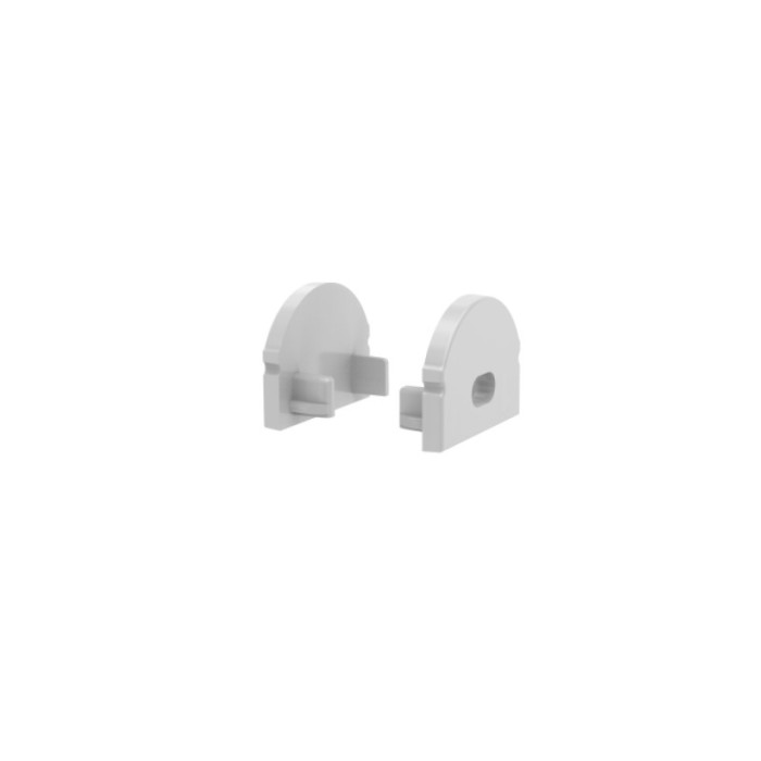 SET OF GREY PLASTIC END CAPS FOR P2LA, 1 WITHOUT HOLE & 1 WITH HOLE