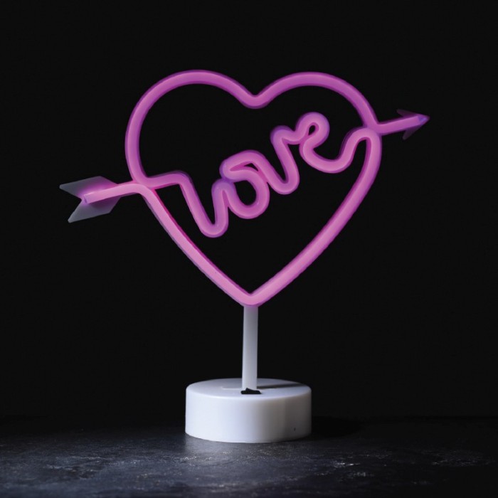 LOVE, 200 NEON LED BATTERY (3xΑΑ)/USB, PINK, IP20, 29*10*28.5