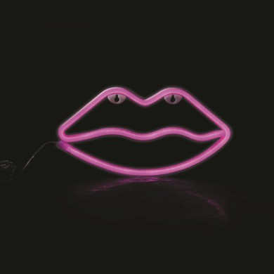 LIPS, 50 NEON LED BATERRY (3xΑΑ)/USB, PINK, IP20, 15*2.3*36