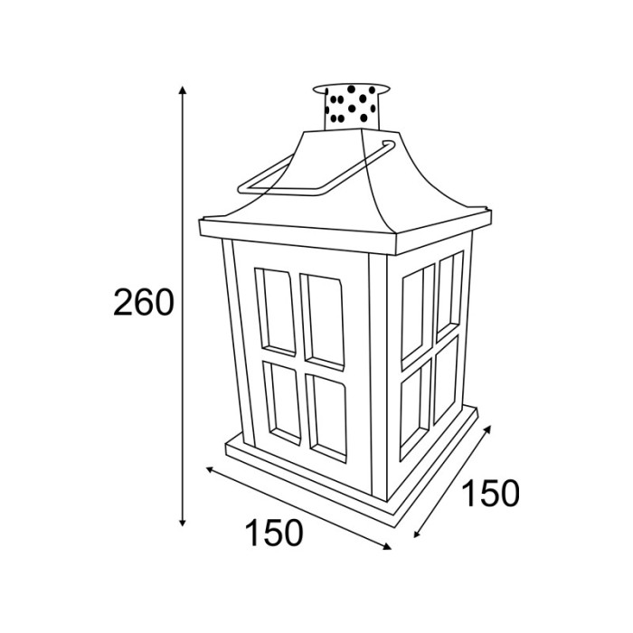TORTE ΞΥΛΙΝΗ ΑΝΤΙΚΑ ΦΑΝΑΡΙ ΚΑΙ ΠΛΑΣΤΙΚΟ ΚΕΡΙ 1 LED ΘΕΡΜΟ ΛΕΥΚΟ ΜΠΑΤΑΡΙΑ 3xAAA IP44 150x150x260mm
