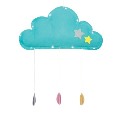  "MULTICOLOR FELT CLOUD", 10 MINI LED LIGHTS WITH BATTERIES (2xCR2032), WARM WHITE, IP20, 16x4x30cm, TRANSPARENT LEAD CABLE