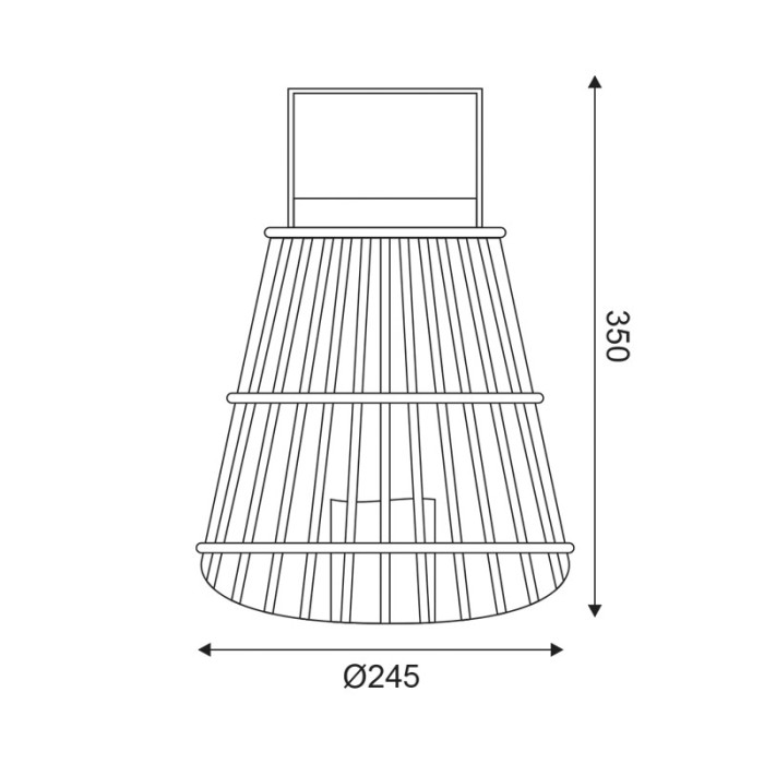  "STRUDEL", BAMBOO LANTERN - PLASTIC WHITE CANDLE, 1 LED LIGHT WITH BATTERY (3xAAA), WARM WHITE, IP44, 24.5x35cm