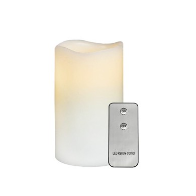  WHITE WAX, 1 LED LIGHT WITH BATTERY (2xAA) & ON/OFF IR REMOTE CONTROLLER, WARM WHITE, IP20, φ7.5x15cm