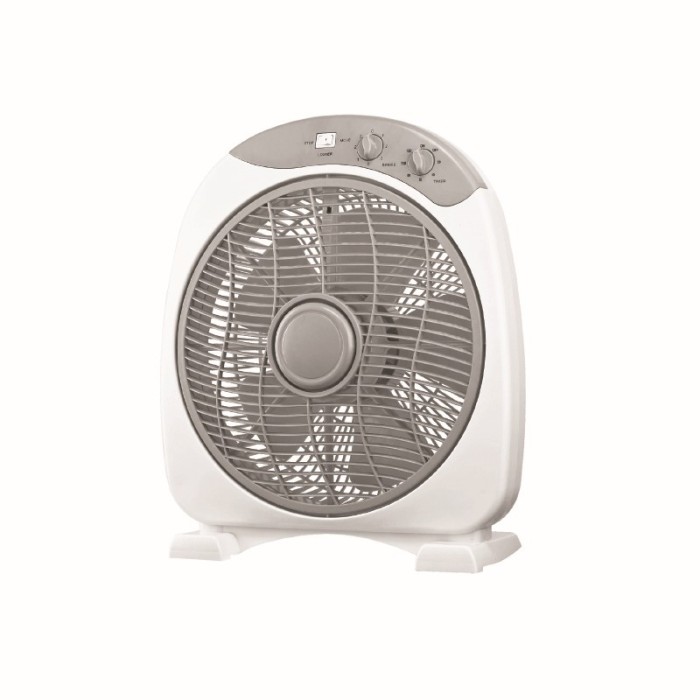 FLOOR SQUARE BOX FAN, WHITE-GREY WITH 5 GREY BLADES, DIAM30, AC 40W