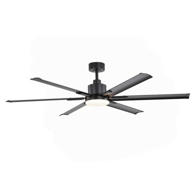 DECORATIVE BLACK CEILING FAN D45W DIMMABLE LED DIAM 165CM 6 BLACK ALUMINUM BLADES WITH REMOTE CONTROL 2 DOWNRODS 13&25CM
