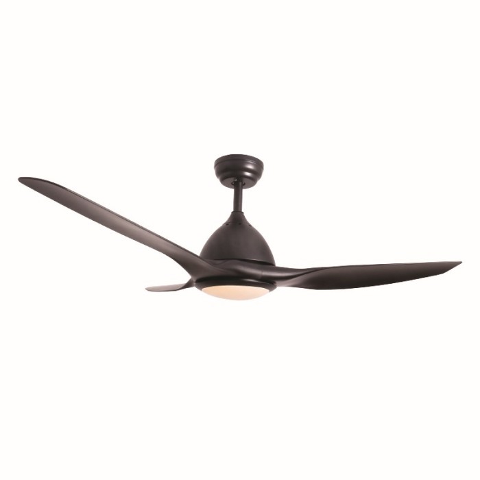 DECORATIVE CEILING FAN WITH DIMMABLE LED DIAM132CM DC40W 3 BLACK ABS BLADES WITH REMOTE CONTROL 2 BLACK  DOWNRODS 15&25CM