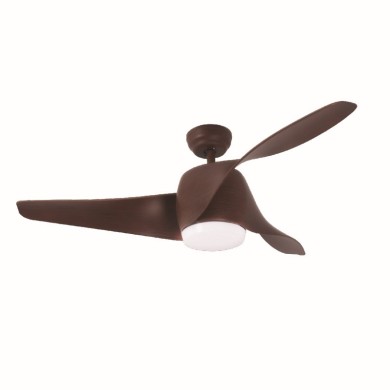 DECORATIVE CEILING FAN WITH DIMMABLE LED DIAM132 DC40W 3 BROWN ABS BLADES REMOTE CONTROL 2 BLACK DOWNRODS 15&25CM