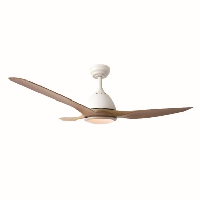 DECORATIVE CEILING FAN WITH DIMMABLE LED DIAM132CM DC40W 3 NATURAL SHADE ABS BLADES WITH REMOTE CONTROL 2 WHITE DOWNRODS 15&25CM