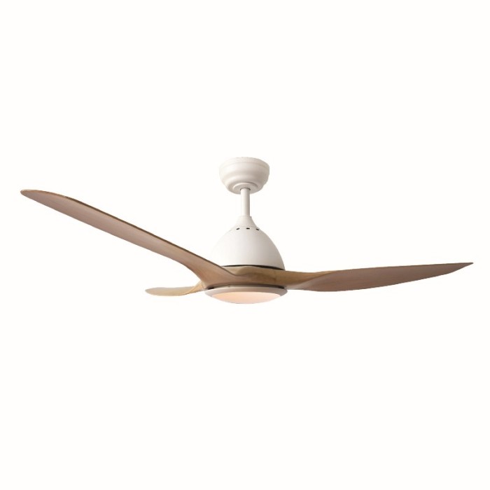 DECORATIVE CEILING FAN WITH DIMMABLE LED DIAM132CM DC40W 3 NATURAL SHADE ABS BLADES WITH REMOTE CONTROL 2 WHITE DOWNRODS 15&25CM
