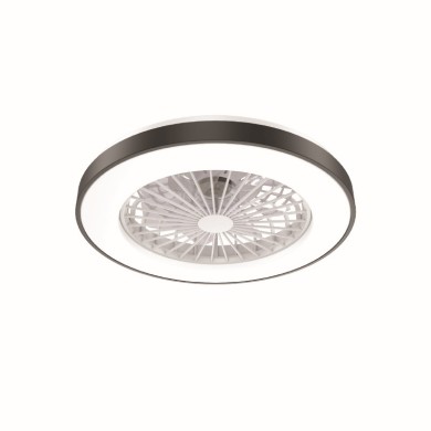 DECORATIVE BLACK CEILING FAN WITH DIMMABLE LED DIAM50CM 7 TRANSPARENT ABS BLADES WITH REMOTE CONTROL