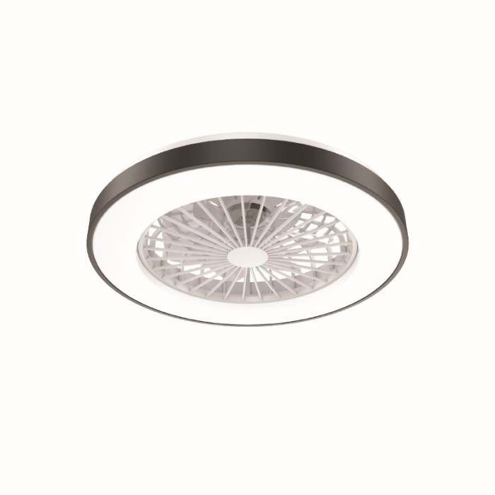 DECORATIVE BLACK CEILING FAN WITH DIMMABLE LED DIAM50CM 7 TRANSPARENT ABS BLADES WITH REMOTE CONTROL