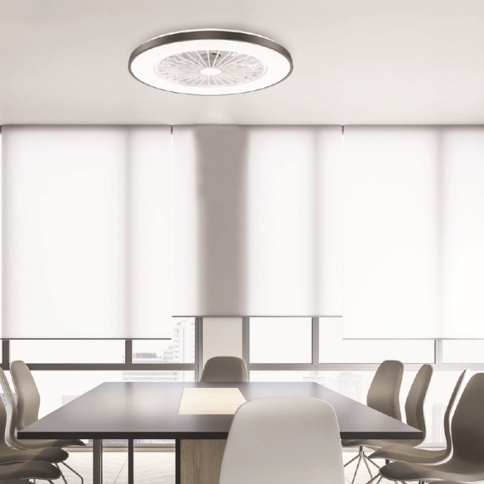 DECORATIVE BLACK CEILING FAN WITH DIMMABLE LED DIAM50CM 7 TRANSPARENT ABS BLADES WITH REMOTE CONTROL