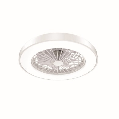 DECORATIVE WHITE CEILING SMART FAN WITH DIMMABLE LED DIAM50CM 7 TRANSPARENT ABS BLADES WITH REMOTE CONTROL