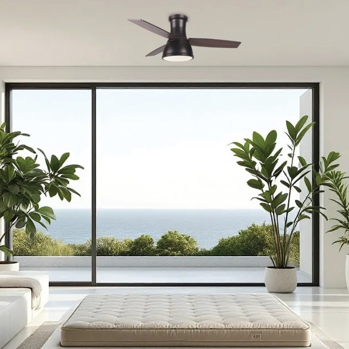 CEILING FAN DIM MAT BLACK 3 BLADES AGAINST PLATE TIMER REMOTE CONTROL 22W CCT 35W