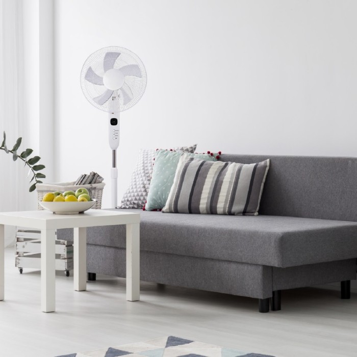 STAND FAN, WHITE WITH 5 TRANSPARENT BLADES, REMOTE CONTROL, TIMER, DIAM45, AC 55W
