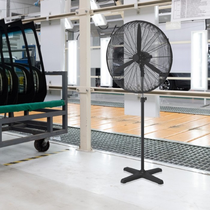 INDUSTRIAL STAND FAN, ALUMINUM, BLACK WITH 2 BLACK BLADES, DIAM65, AC 160W
