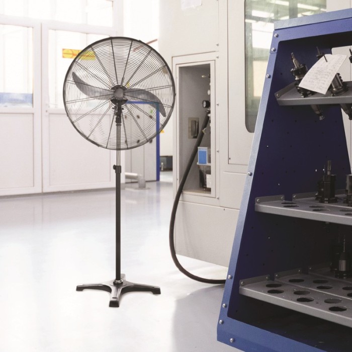 INDUSTRIAL STAND FAN, METALLIC, BLACK WITH 2 BLACK BLADES, DIAM65, AC 150W