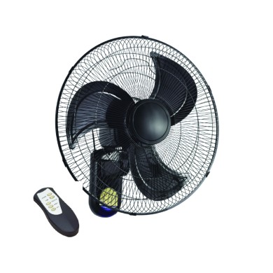 WALL FAN, REMOTE CONTROL, TIMER, BLACK WITH 3 BLACK BLADES, DIAM45, AC 50W