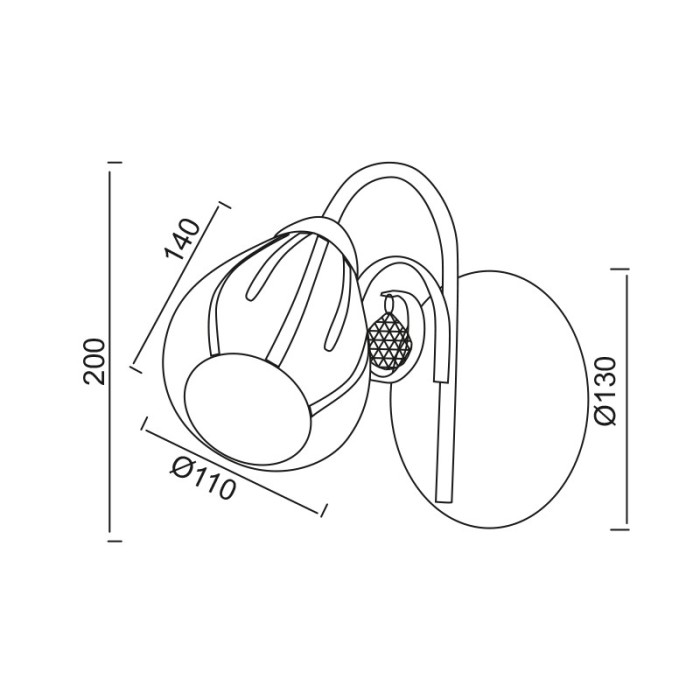 NETTO ΦΩΤΙΣΤΙΚΟ ΕΠΙΤΟΙΧΟ ΧΡΩΜΙΟ ΜΕΤΑΛΛΙΚΟ ΣΥΜΒΑΤΙΚΟ 1ΧΕ14 IP20 Φ130Χ200mm