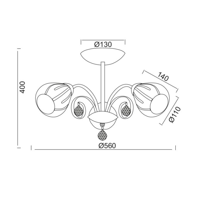 NETTO ΦΩΤΙΣΤΙΚΟ ΚΡΕΜΑΣΤΟ ΧΡΩΜΙΟ ΜΕΤΑΛΛΙΚΟ ΣΥΜΒΑΤΙΚΟ 3ΧΕ14 IP20 Φ560Χ400mm