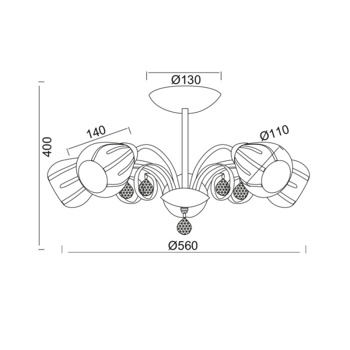 NETTO ΦΩΤΙΣΤΙΚΟ ΚΡΕΜΑΣΤΟ ΧΡΩΜΙΟ ΜΕΤΑΛΛΙΚΟ ΣΥΜΒΑΤΙΚΟ 5ΧΕ14 IP20 Φ560Χ400mm