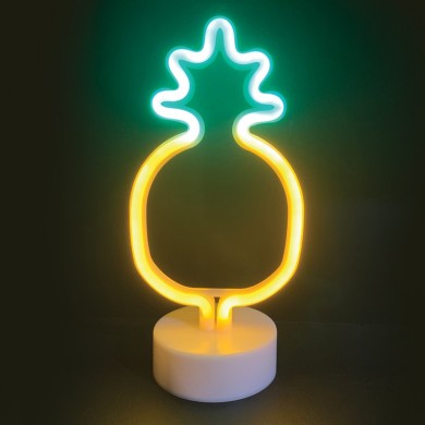 PINAPPLE, 41 NEON LED LIGHTS WITH BATTERY (3xAA)/USB, GREEN & YELLOW, IP20, 13x10x27.8cm