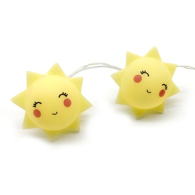  "PLASTIC SUN", 10 LED STRING LIGHTS WITH BATTERIES (3xAA), WARM WHITE, IP20, 135+30cm TRANSPARENT LEAD CABLE 