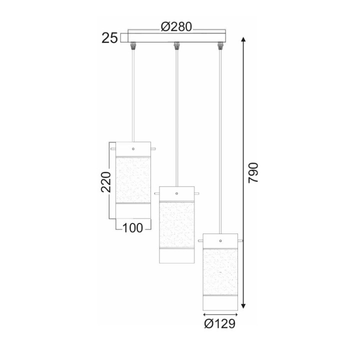 PENDANT- ROSETTE SANDBLASTED GLASS 3XE14 MANE