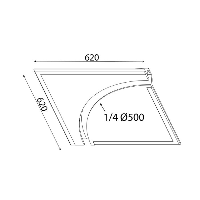 GYPSUM TRIMLESS LUMINAIRE ANDIE 1/2 CIRCLE 84x42x5CM 