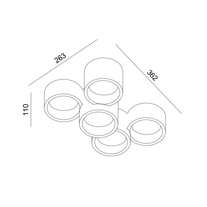 GYPSUM 5 ROUNDS CEILING LIGHT NATURAL 370*240*150 GENI 5*GX53