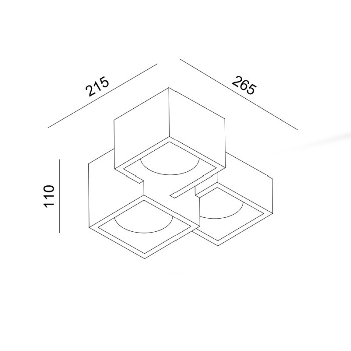 ΓΥΨΙΝΟ 3 ΤΕΤΡΑΓΩΝA Φ/Σ ΟΡΟΦΗΣ ΦΥΣΙΚΟ 215*165*110 GENI 3*GX53