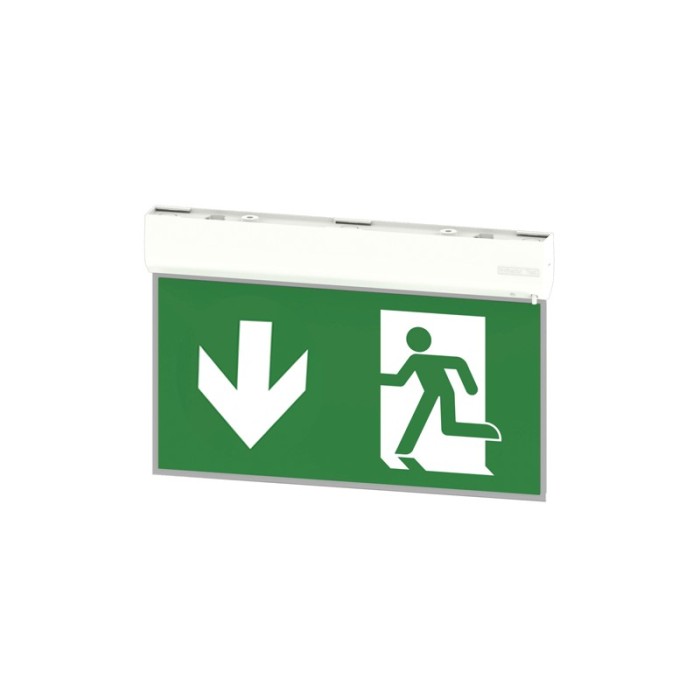 NON OR MAINTAINED "DOWN ARROW" EMERGENCY LED IP20 2W/0.4W(EP) 3HRS 40LM 6000K 230VAC, WITH TEST BUTTON