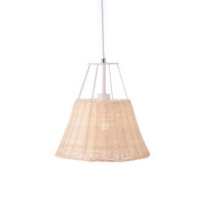 NETTO PENDANT LUMINAIRE 1XE27 RATTAN + WHITE METALLIC D30XH120CM ZORBAS
