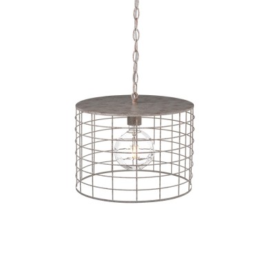 NETTO PENDANT LUMINAIRE 1ΧΕ27 METALLIC WHITE RUST Φ35,2ΧΗ120CM DUBLIN