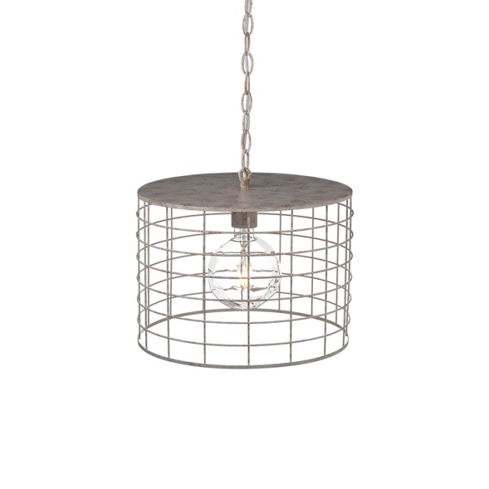 NETTO PENDANT LUMINAIRE 1ΧΕ27 METALLIC WHITE RUST Φ35,2ΧΗ120CM DUBLIN