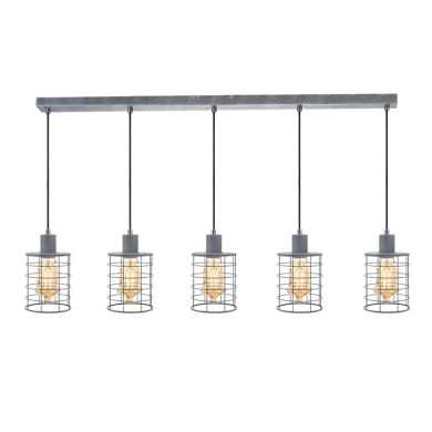 NETTO PENDANT LUMINAIRE 5ΧΕ27 METALLIC CEMENT SHADE 100Χ12,2ΧΗ120CM DUBLIN